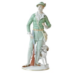 Hunter with Dog Figurine by Hugo Meisel for Rosenthal, Germany, 1920s