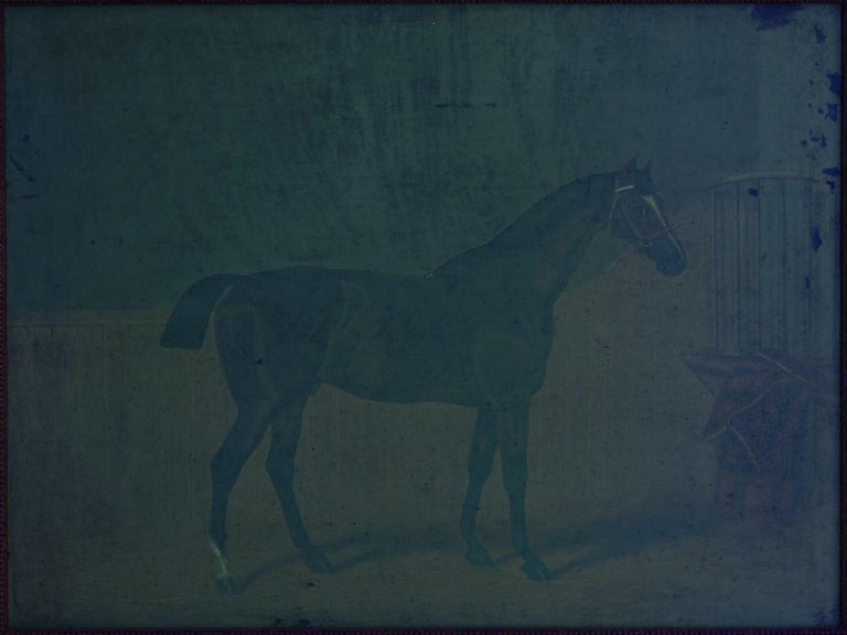 Hunters In Stable Antique English Oil Paintings Of Horses Set Of