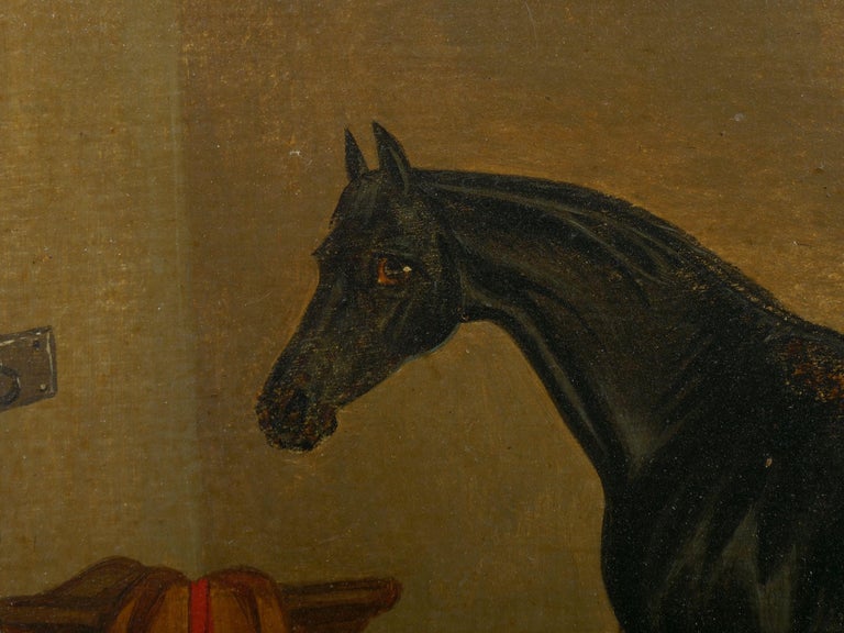 Hunters In Stable Antique English Oil Paintings Of Horses Set Of