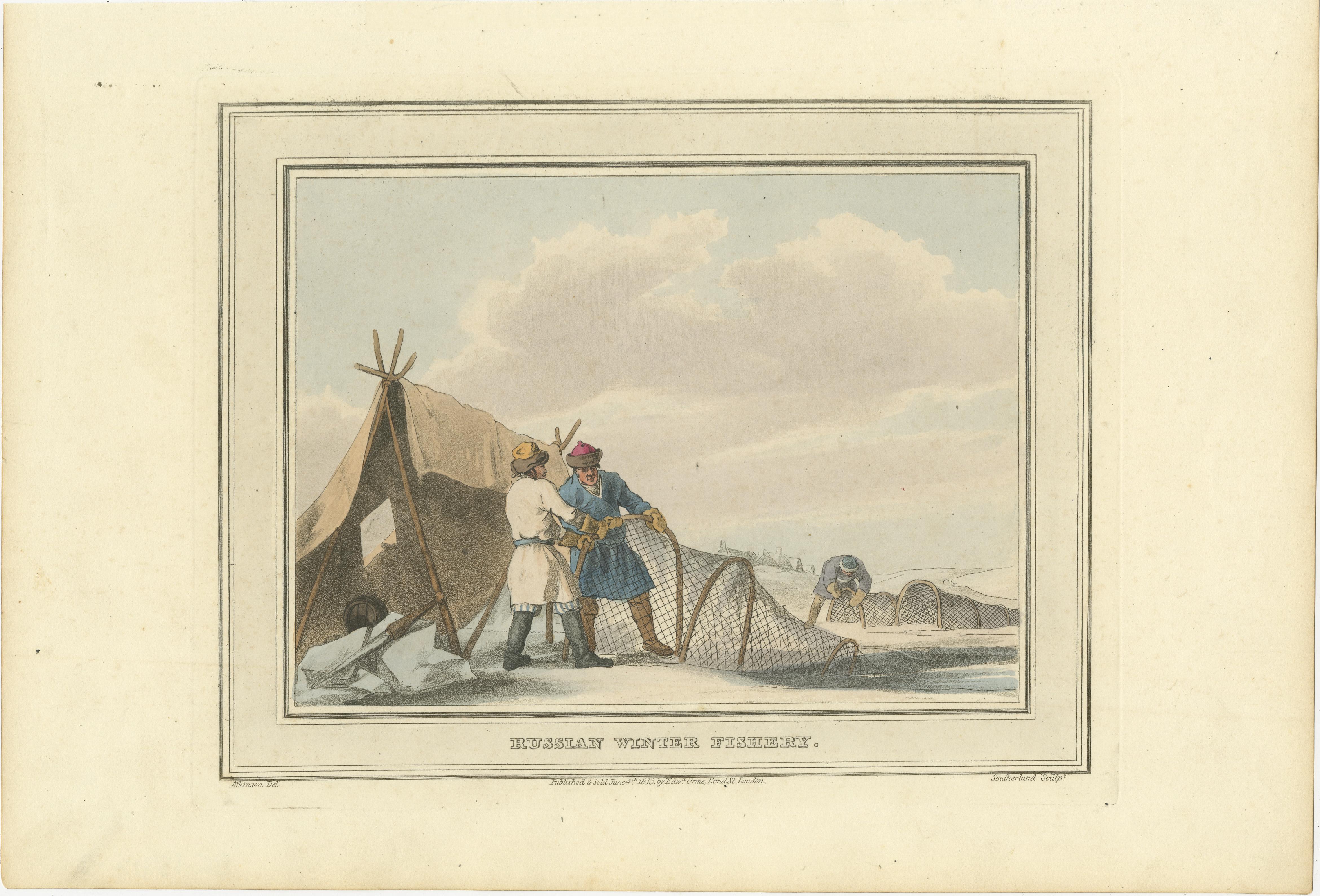 Hunting and Gathering Across Continents in einer Collage aus fünf Stichen, 1813 (Frühes 19. Jahrhundert) im Angebot