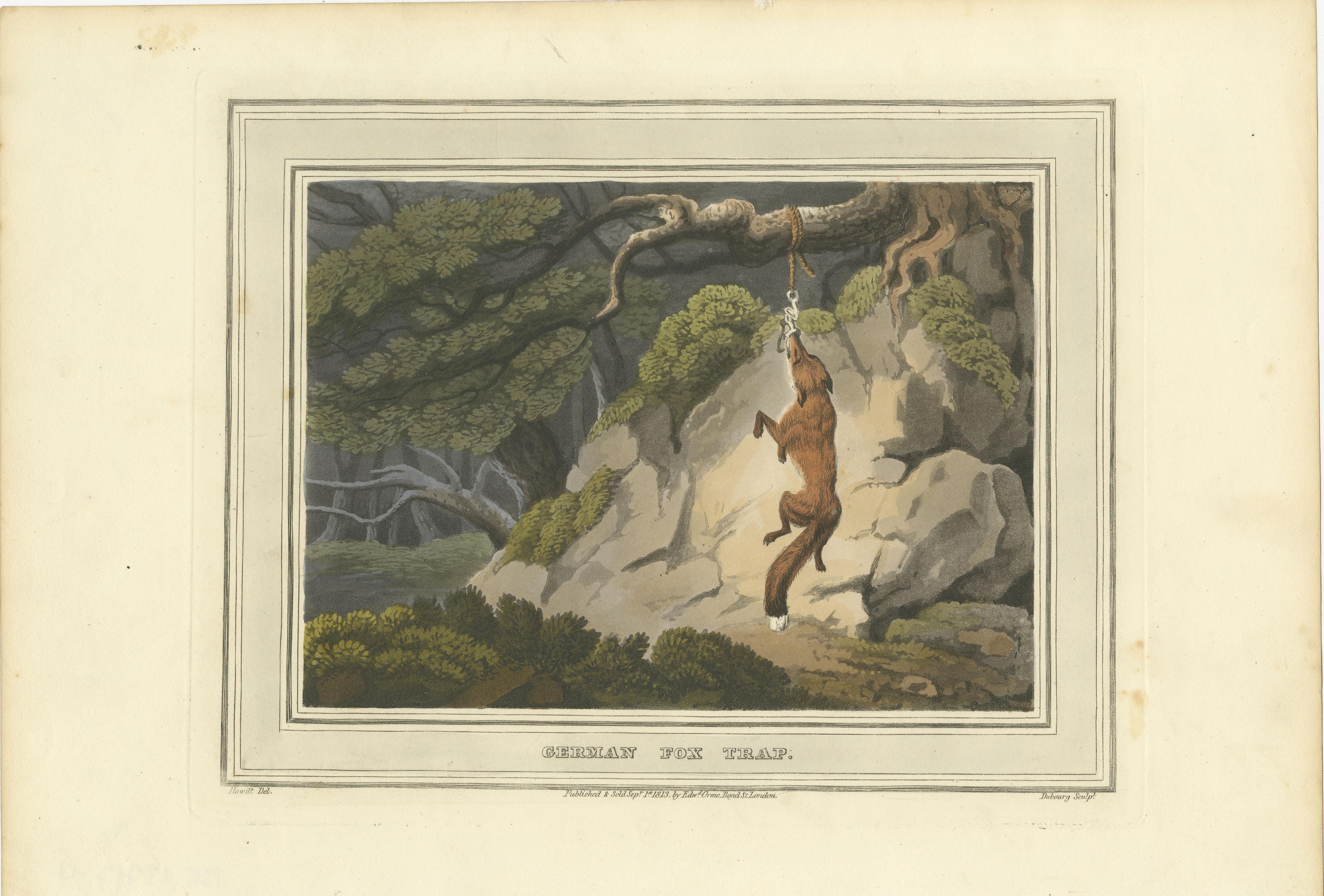 Paper Hunting and Gathering Across Continents in a Collage of Five Engravings, 1813 For Sale