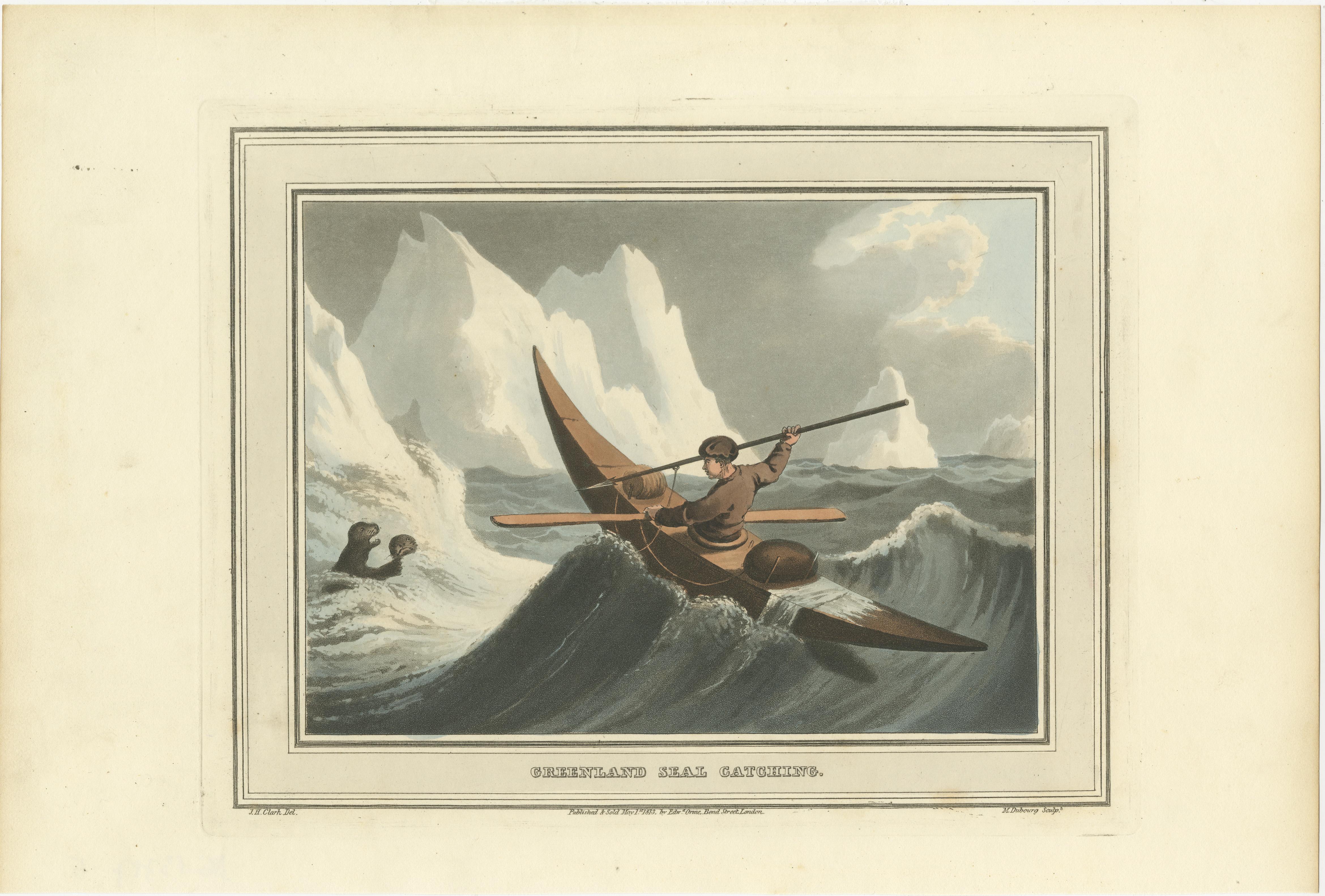 Hunting and Gathering Across Continents in einer Collage aus fünf Stichen, 1813 im Angebot 1
