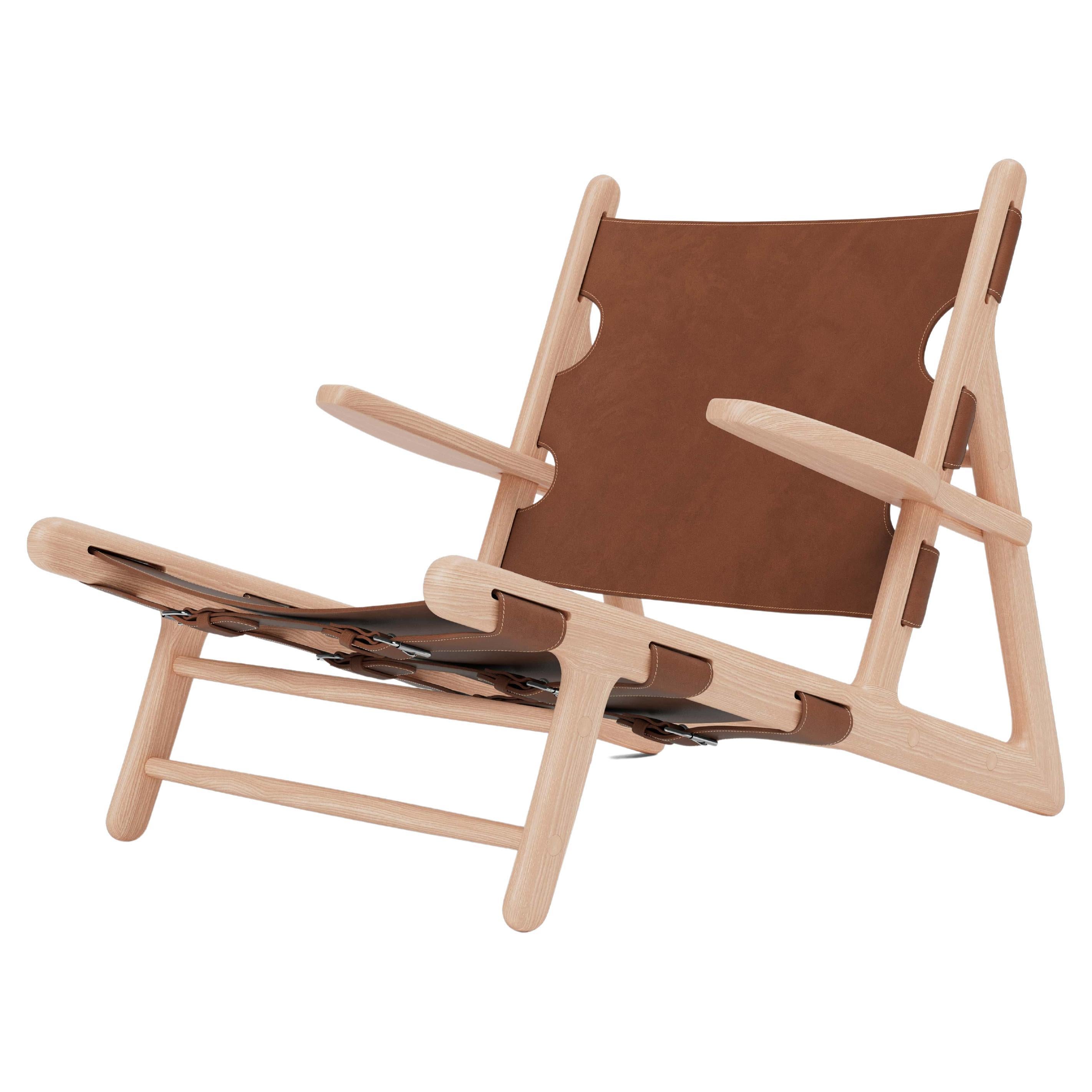 Hunting Chair in Light Oiled Oak/Cognac Leather by Børge Mogensen for Fredericia