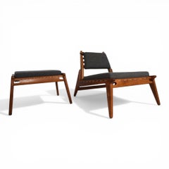 Hunting Chair with ottoman by Heinz Heger for PGH Erzgebirgisches Kunsthandwerk