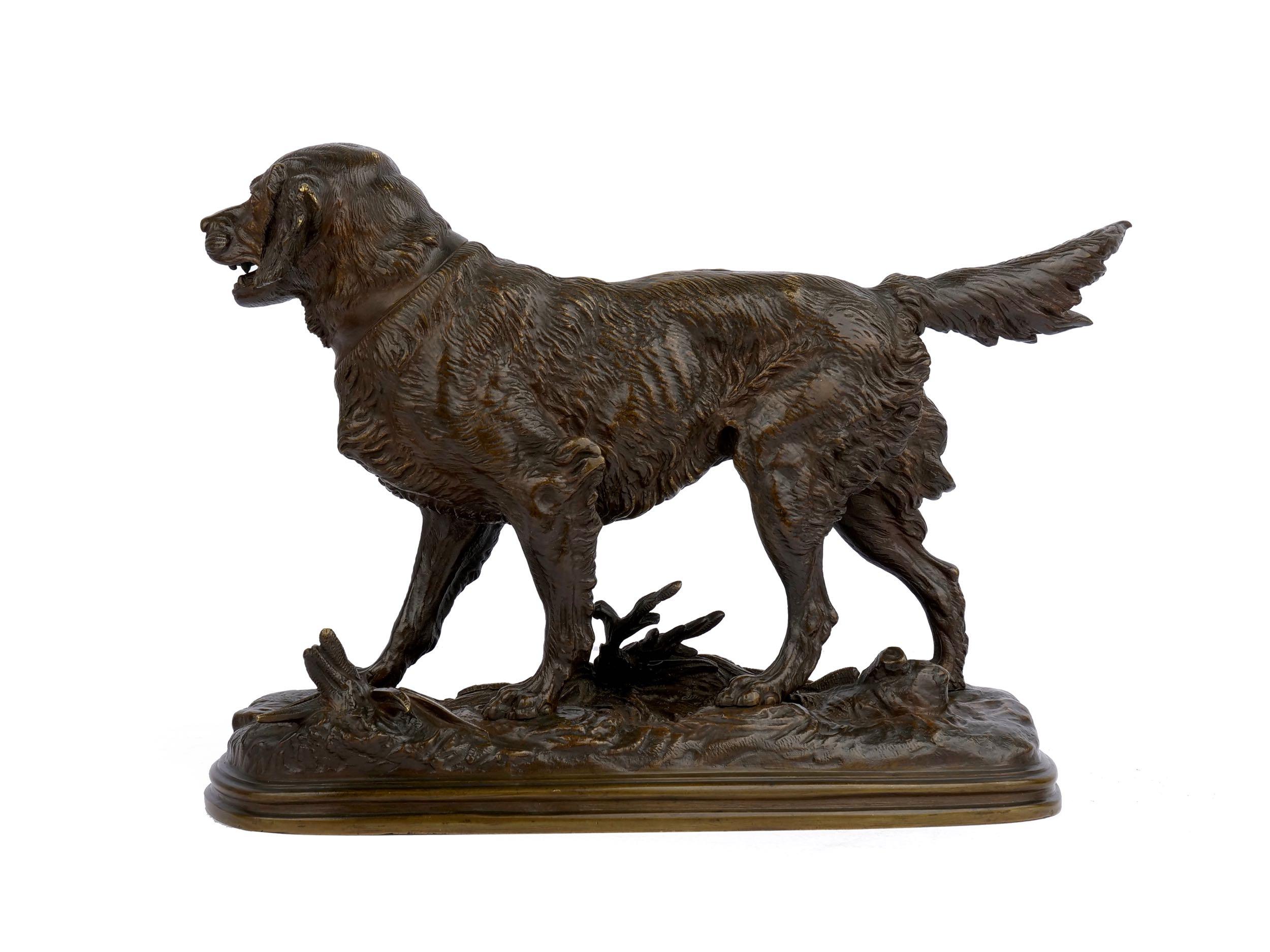 “Hunting Dog” French Bronze Sculpture by Paul-Edouard Delabrierre, circa 1870 In Good Condition In Shippensburg, PA