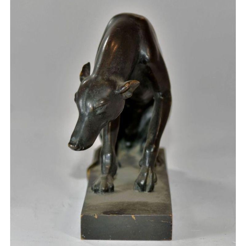 Patinated Hunting Dog Resting 19th Century Barbedienne For Sale
