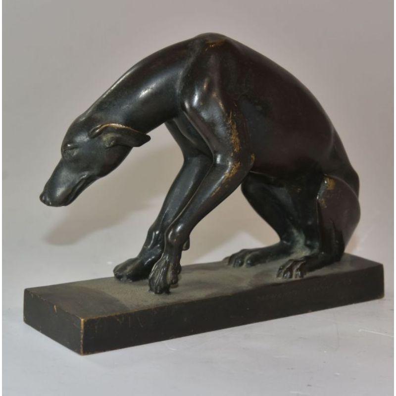 Bronze Hunting Dog Resting 19th Century Barbedienne For Sale