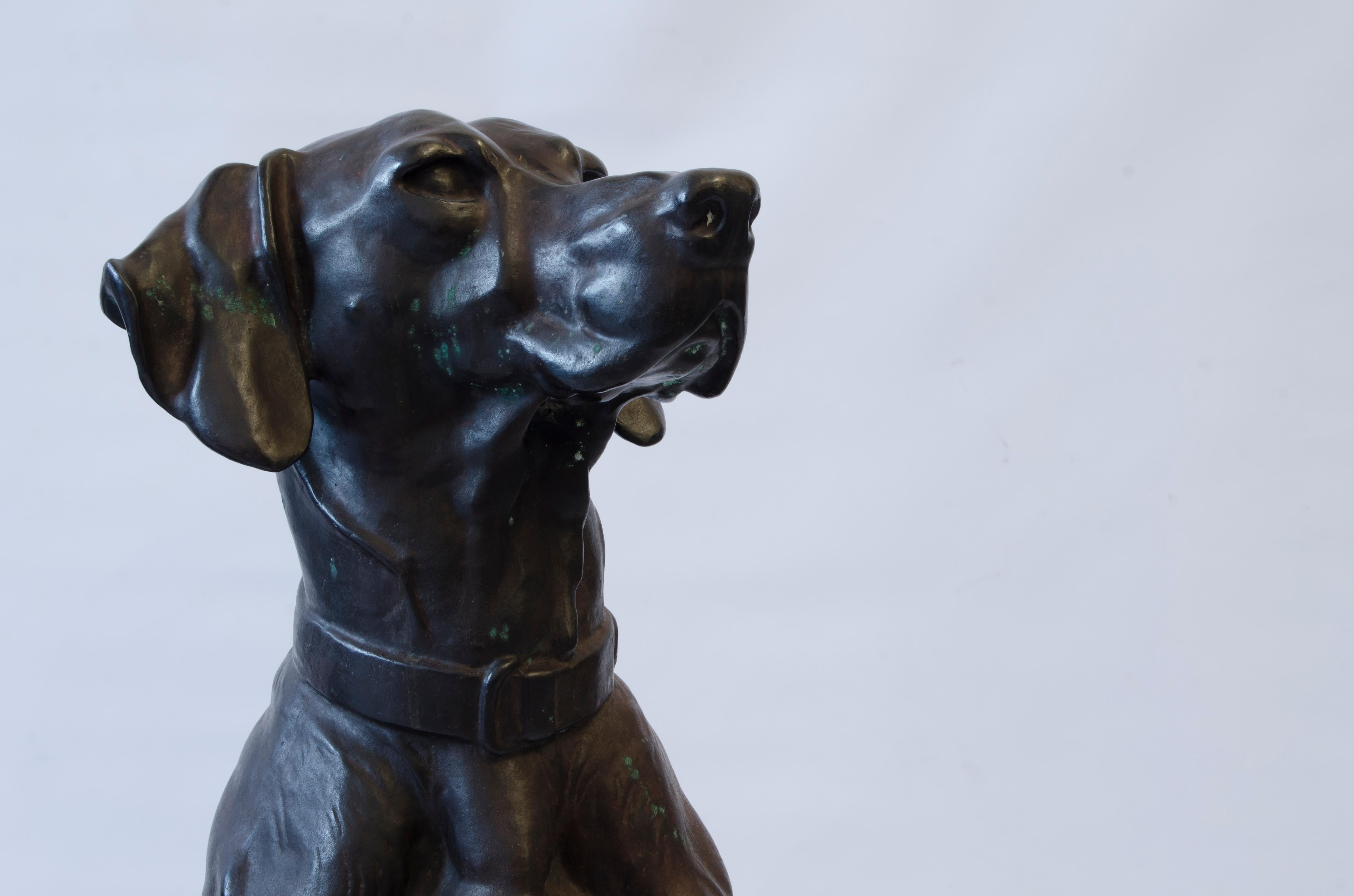 French Hunting dog sculptures by Alfred Jacquemart For Sale