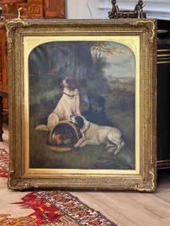 Hunting Dogs with Game Birds in Woodland Landscape