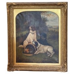 Hunting Dogs with Game Birds in Woodland Landscape