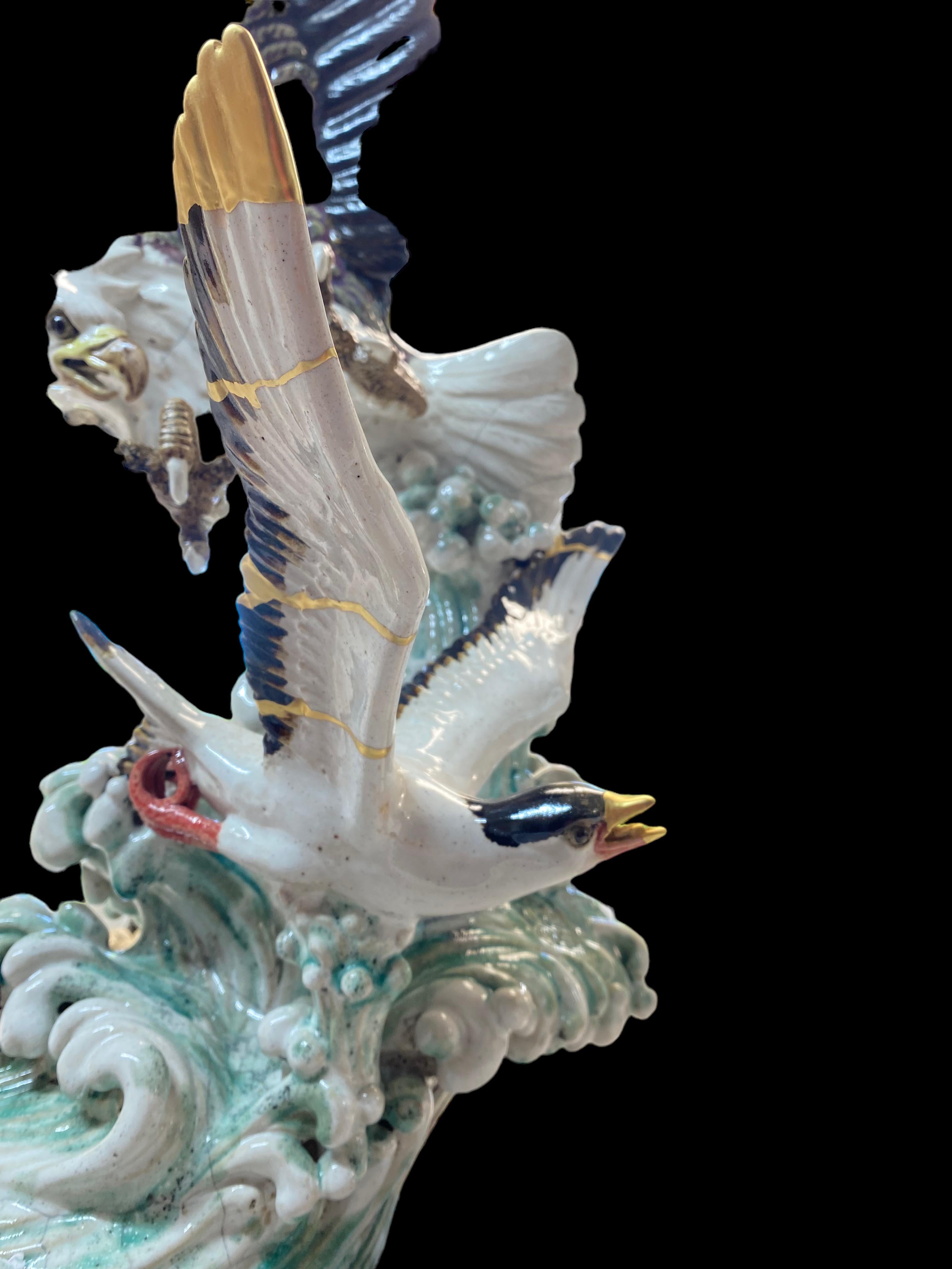 Gold Hunting eagle sculpture japanese with kintsugi For Sale
