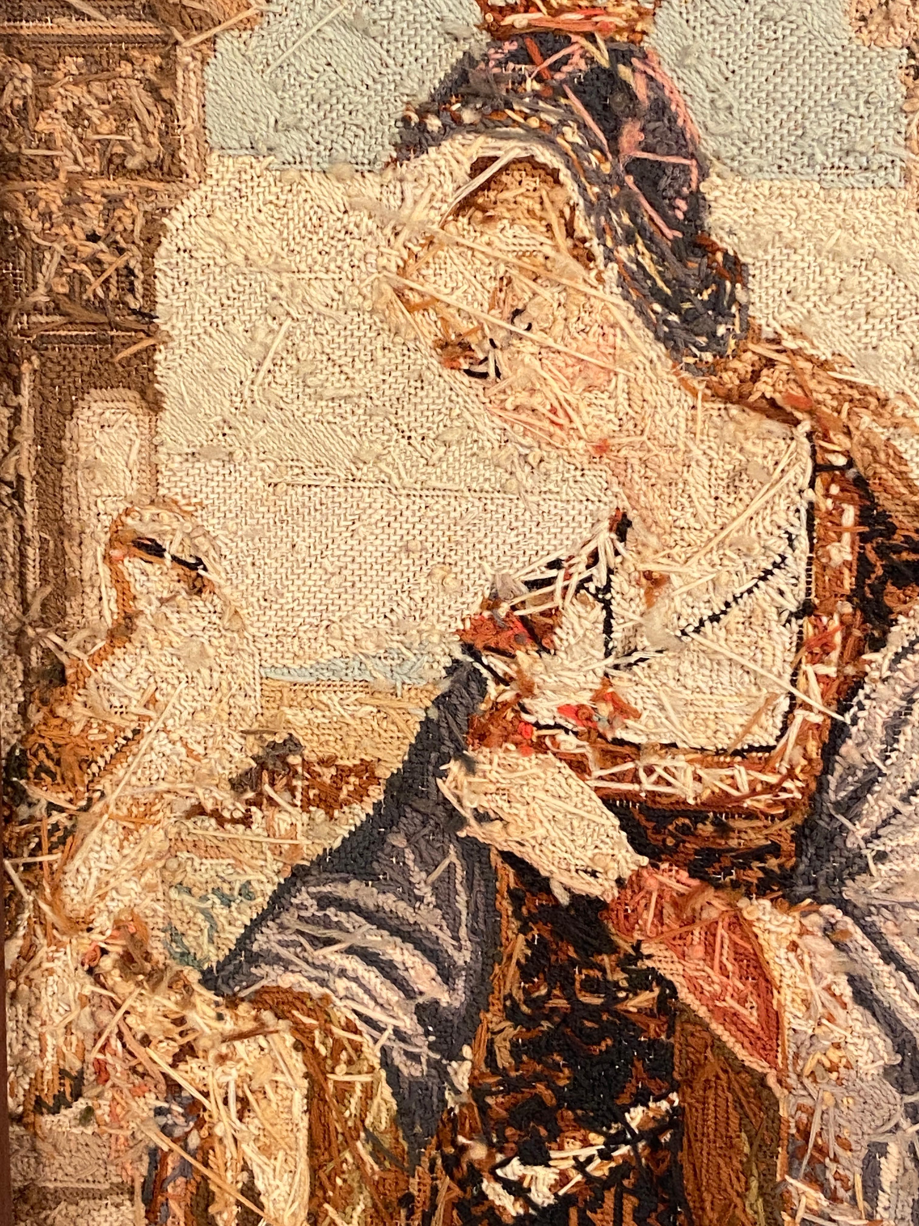 Cetrería de Caza Tapiz Bordado Retrato Femenino Clásico Lana, circa 1890 en venta 8