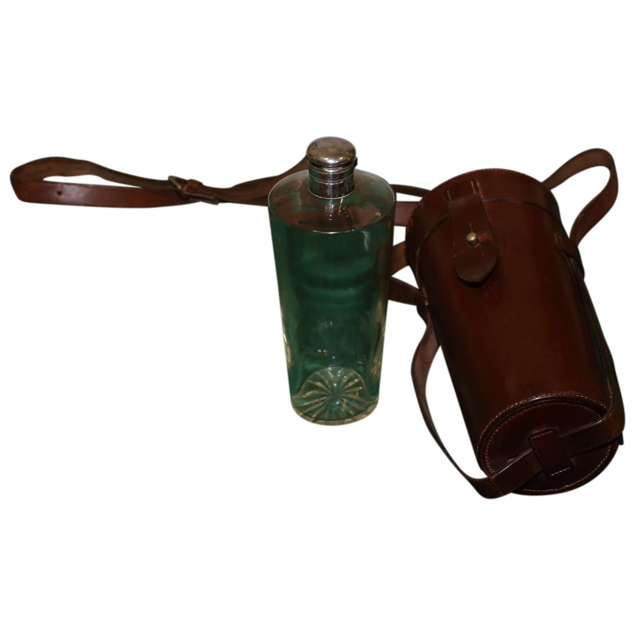 Hunting Flask, in Leather Case For Sale