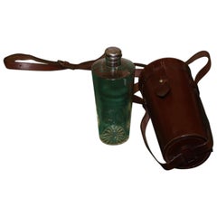 Antique Hunting Flask, in Leather Case