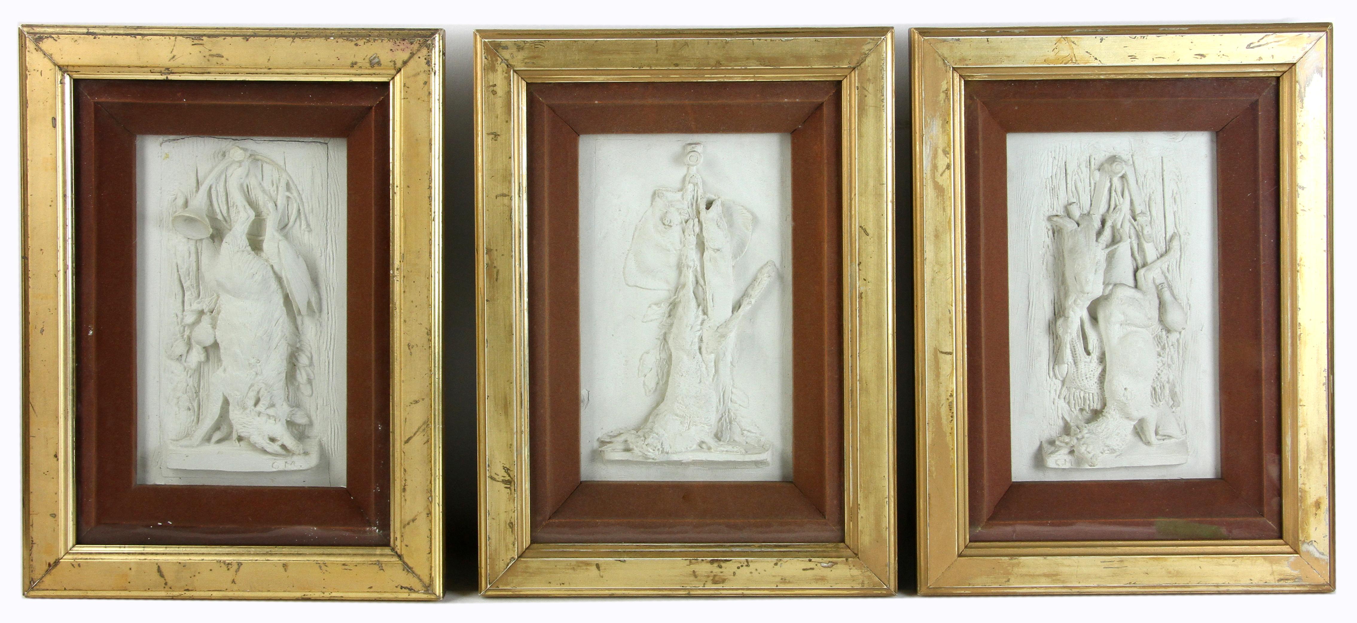  German Hunting Motif Framed Plaster Reliefs For Sale 2