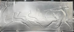 "Hunting Gazelles, " Rare Art Deco Glass Panel by Sabino w/ Nude Figures