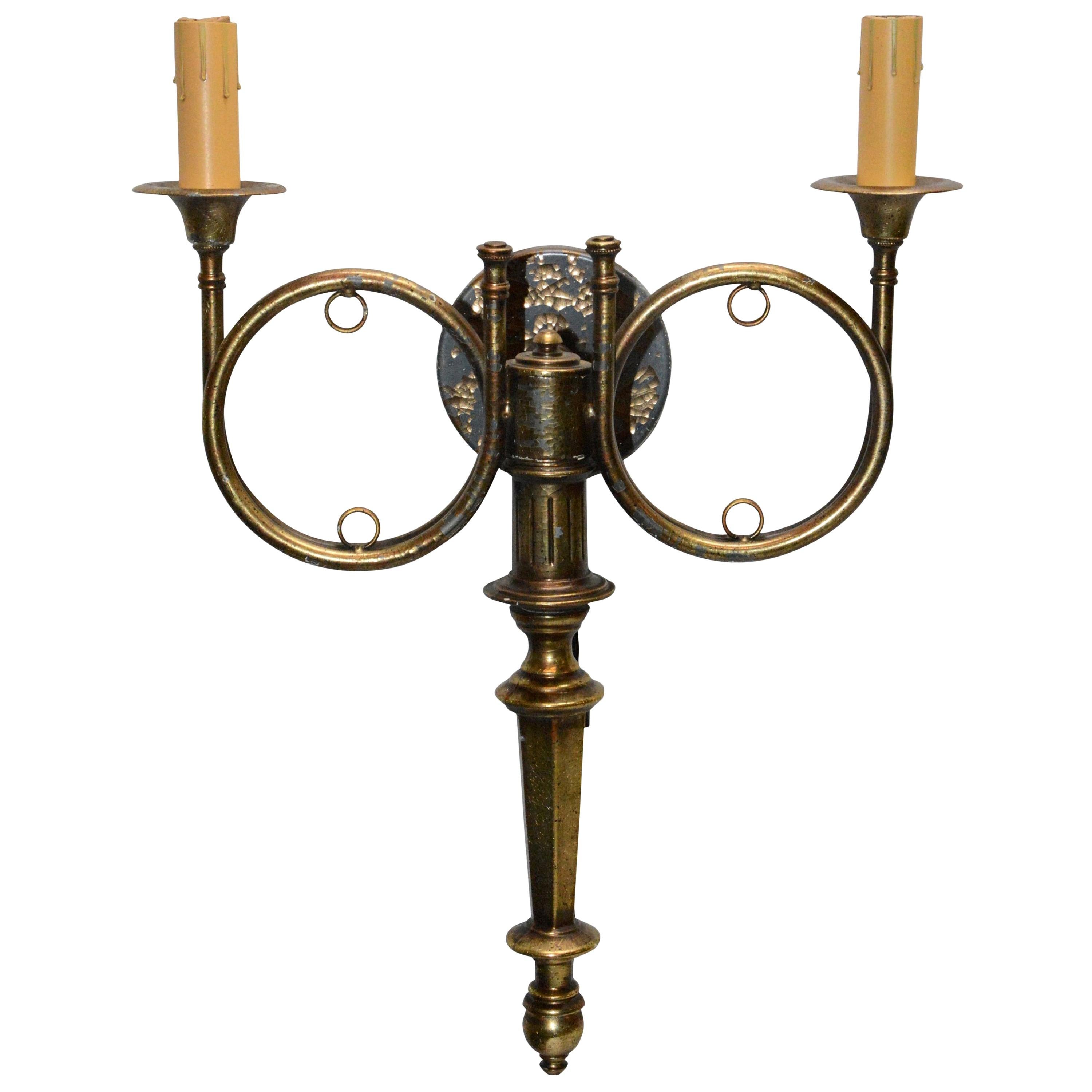 Hunting Horn Electrified Wall Sconce For Sale
