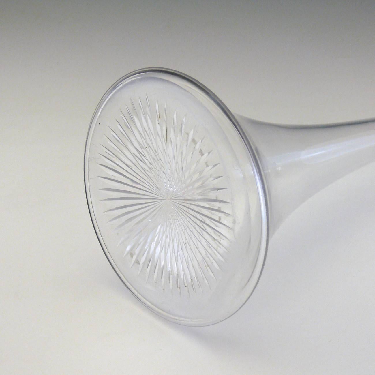 Hunting Horn Shaped Cut Glass and Sterling Silver Decanter, circa 1890 In Good Condition In London, GB