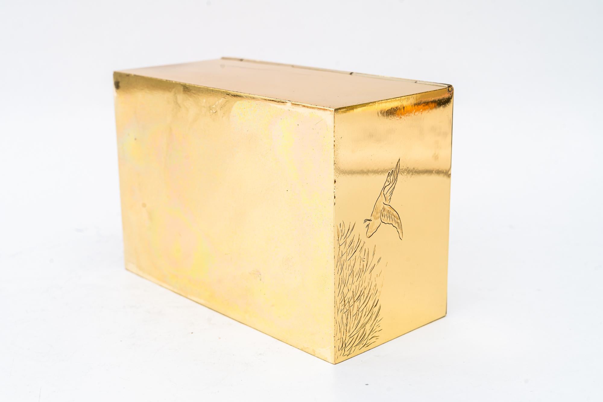 Hunting motiv art deco brass box vienna around 1920s For Sale 5