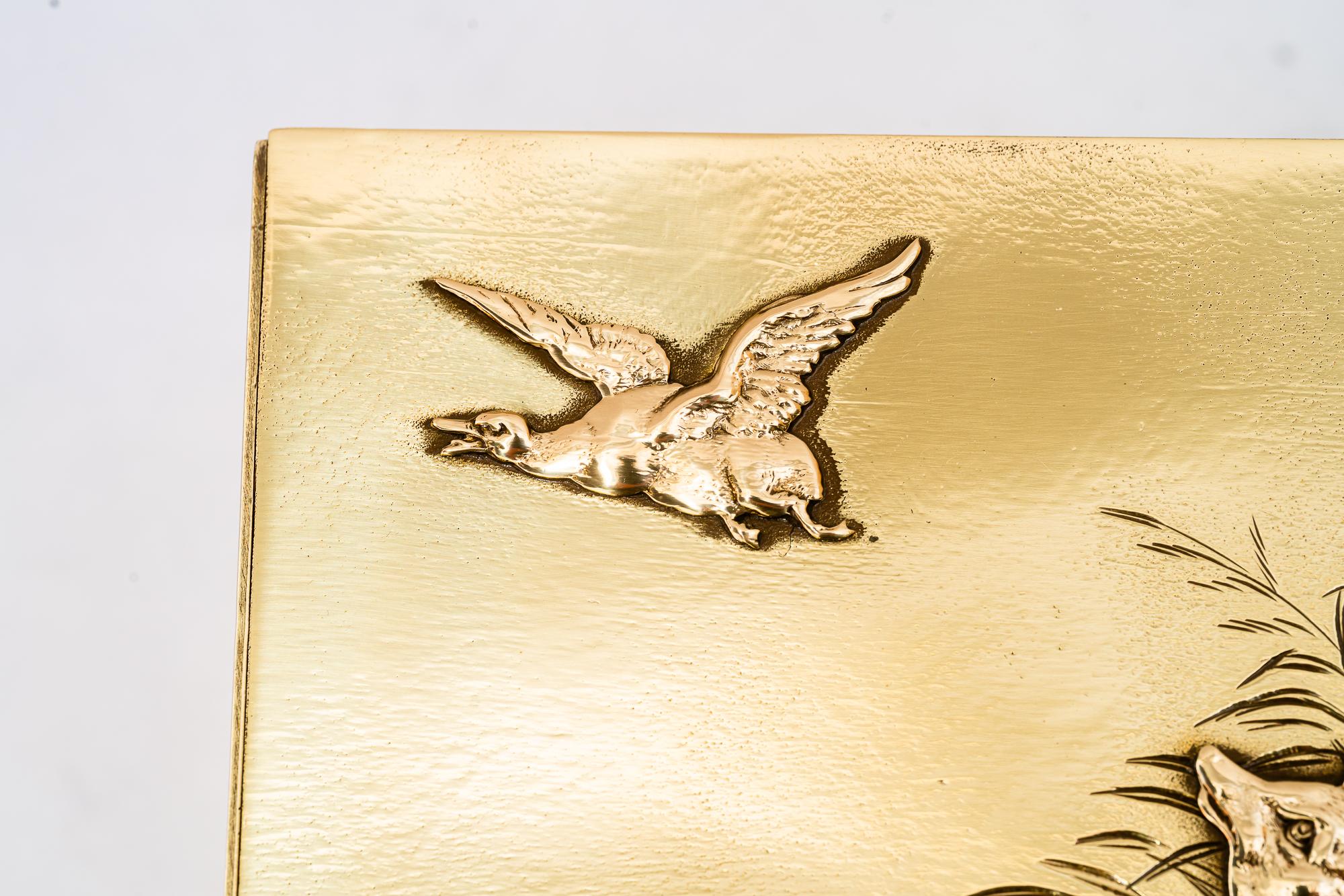 Hunting motiv art deco brass box vienna around 1920s For Sale 7