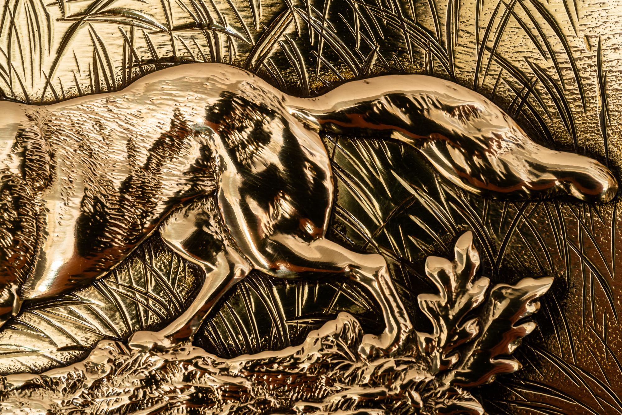 Hunting motiv art deco brass box vienna around 1920s For Sale 9