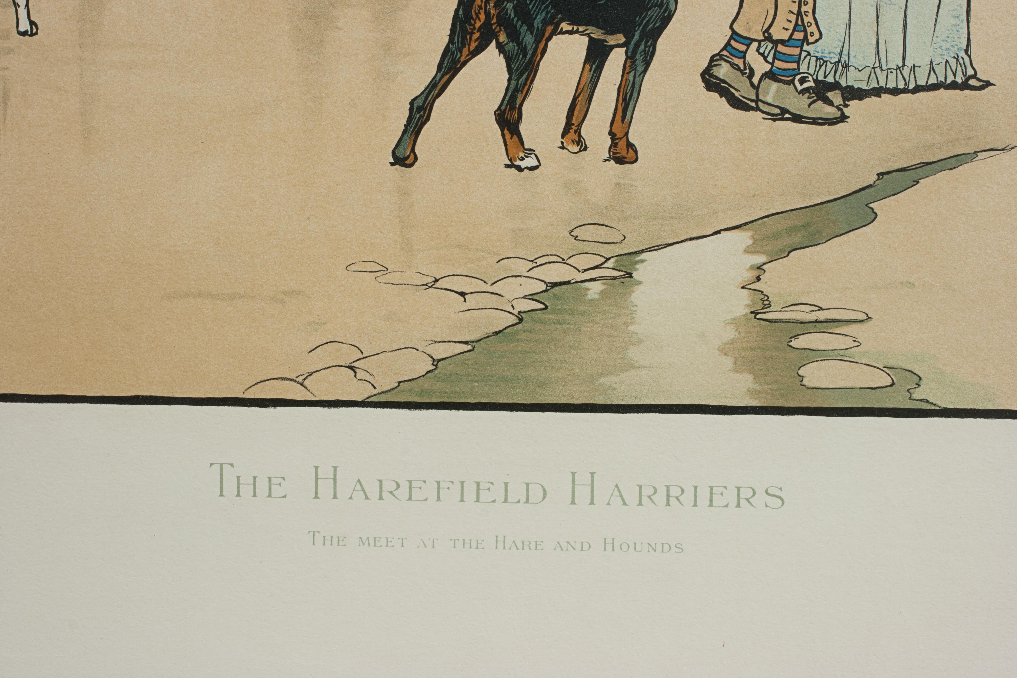 Hunting Picture After Cecil Aldin, Harefield Harriers. Fox Hunting. Sporting Art For Sale 1