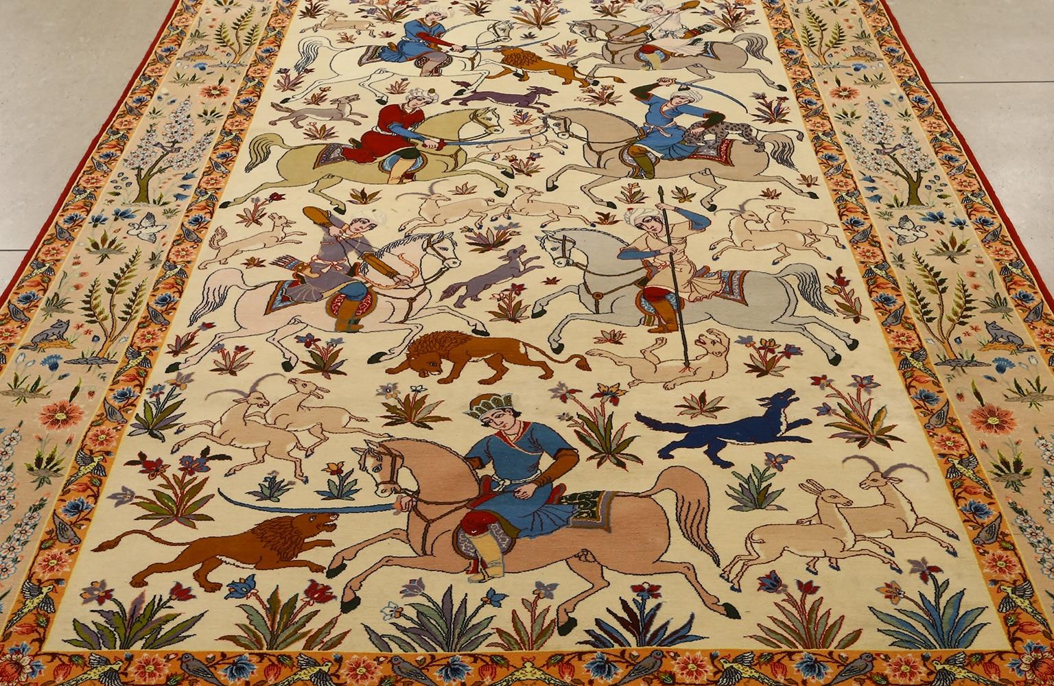 Hand-Knotted Nazmiyal Collection Vintage Isfahan Persian Rug. Size: 5 ft x 8 ft 2 in