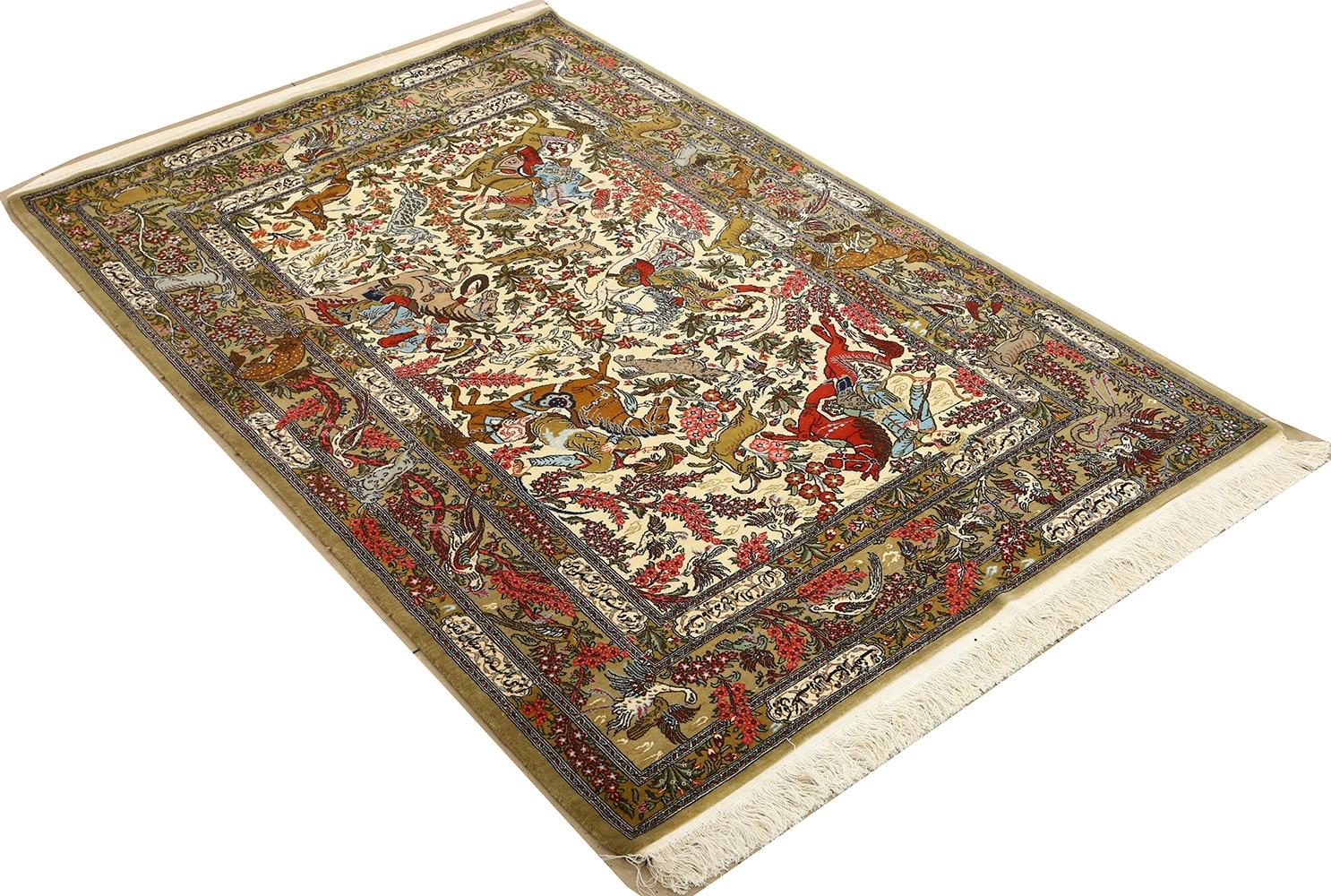 Hand-Knotted Nazmiyal Collection Vintage Qum Persian Rug. Size: 4 ft 7 in x 6 ft 11 in