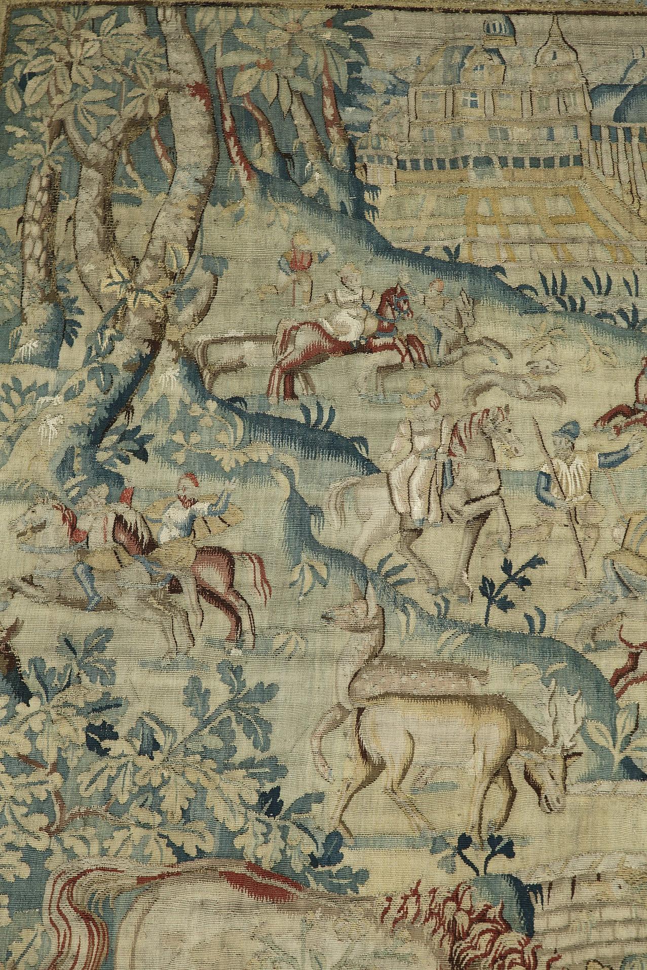 18th Century and Earlier Hunting Scene with Fantasy Animals by Brussels Manufacture