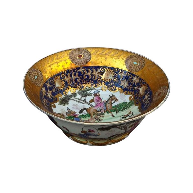 Hunting Scenes Porcelain Bowl, Early 20th Century