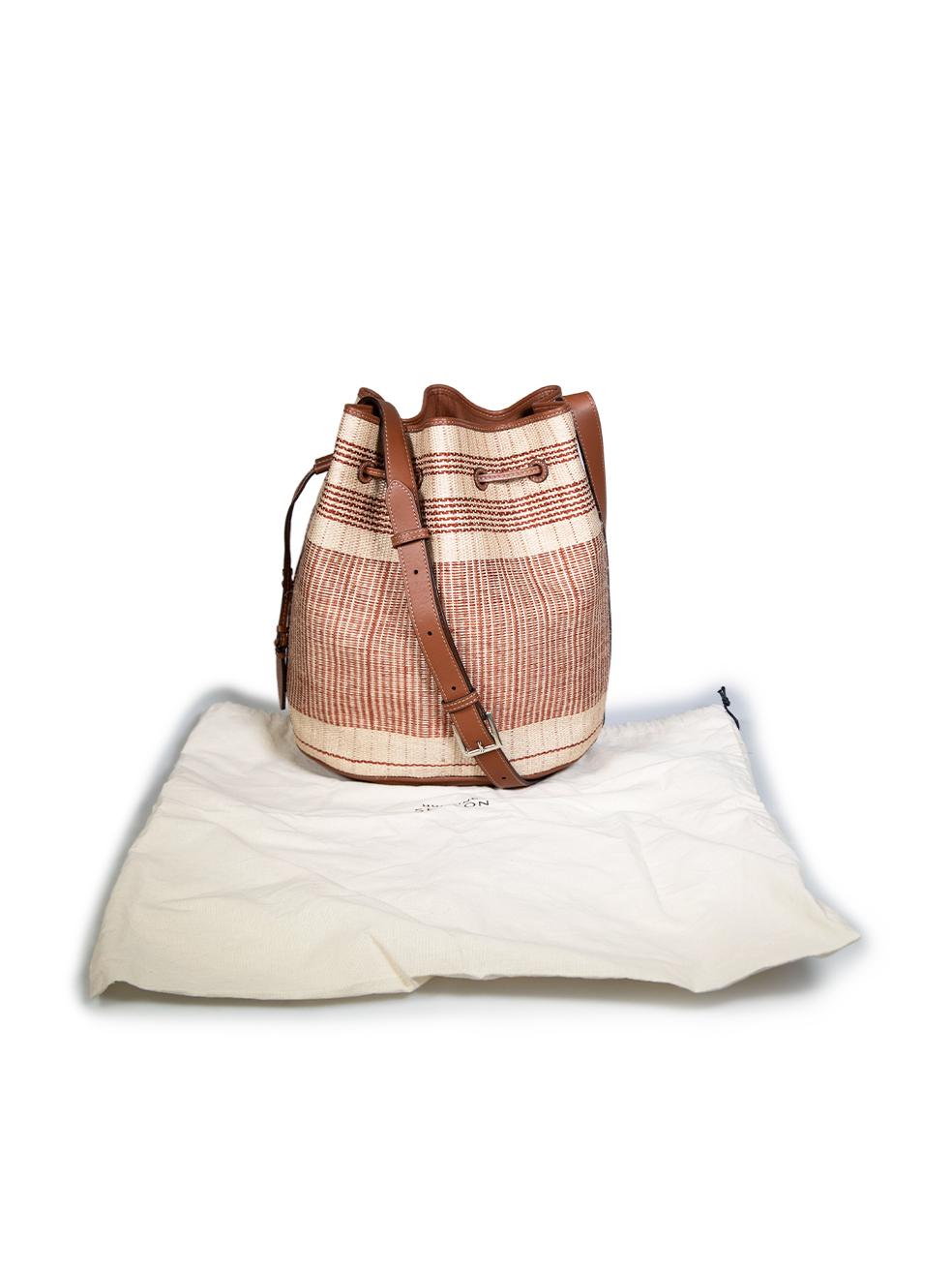 Hunting Season Beige Wicker Drawstring Bucket Bag 3