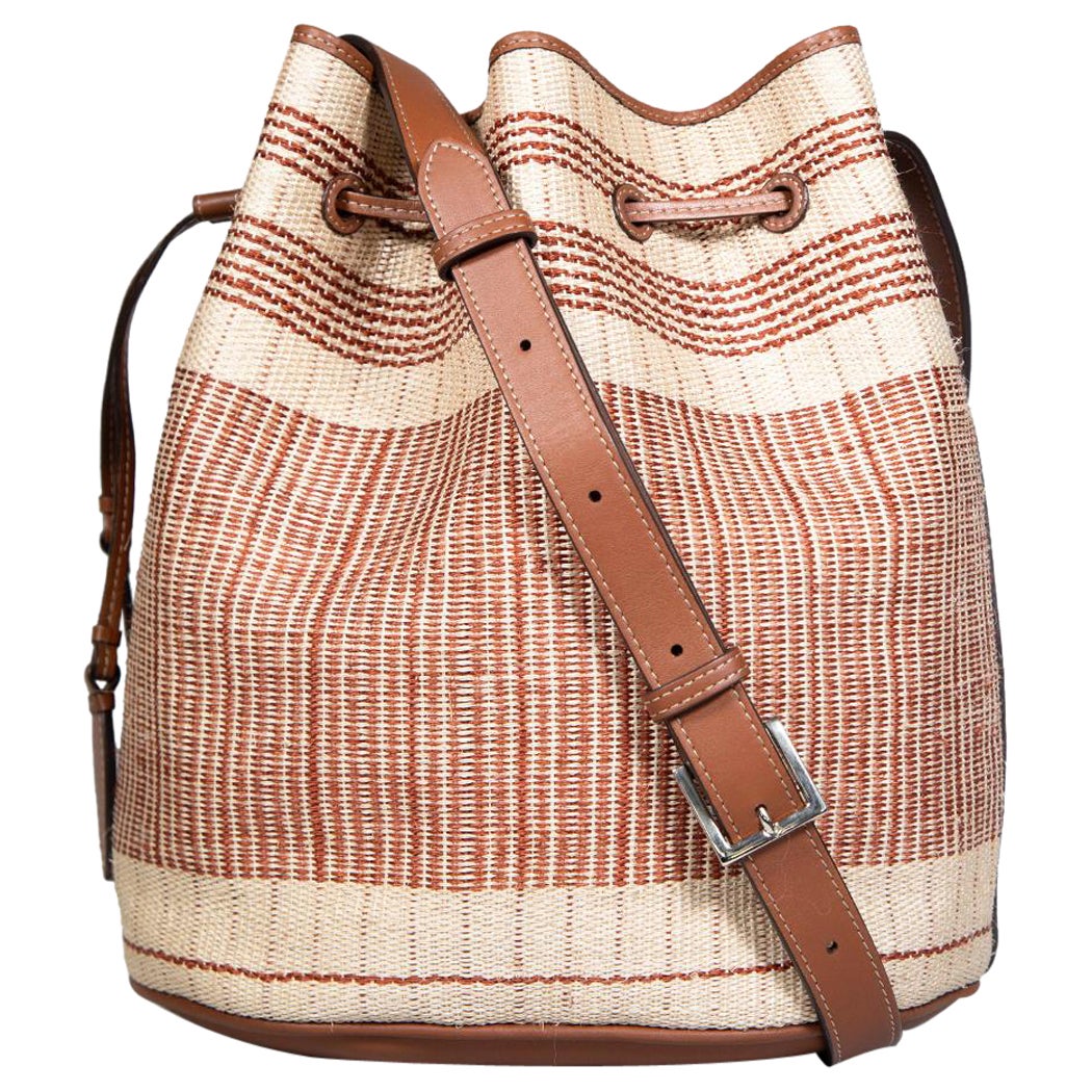 Hunting Season Beige Wicker Drawstring Bucket Bag