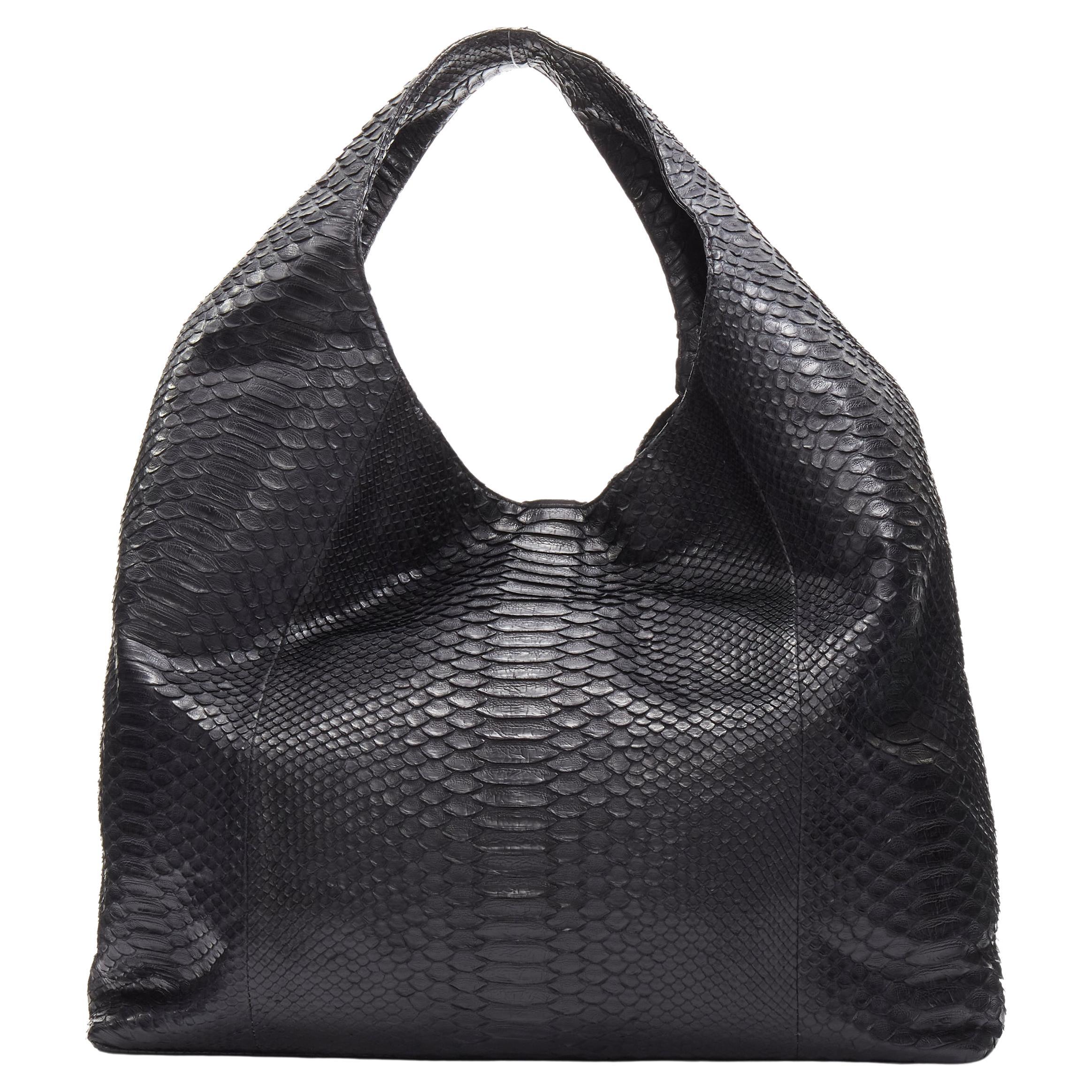 HUNTING SEASON black scaled leather large hobo top handle tote