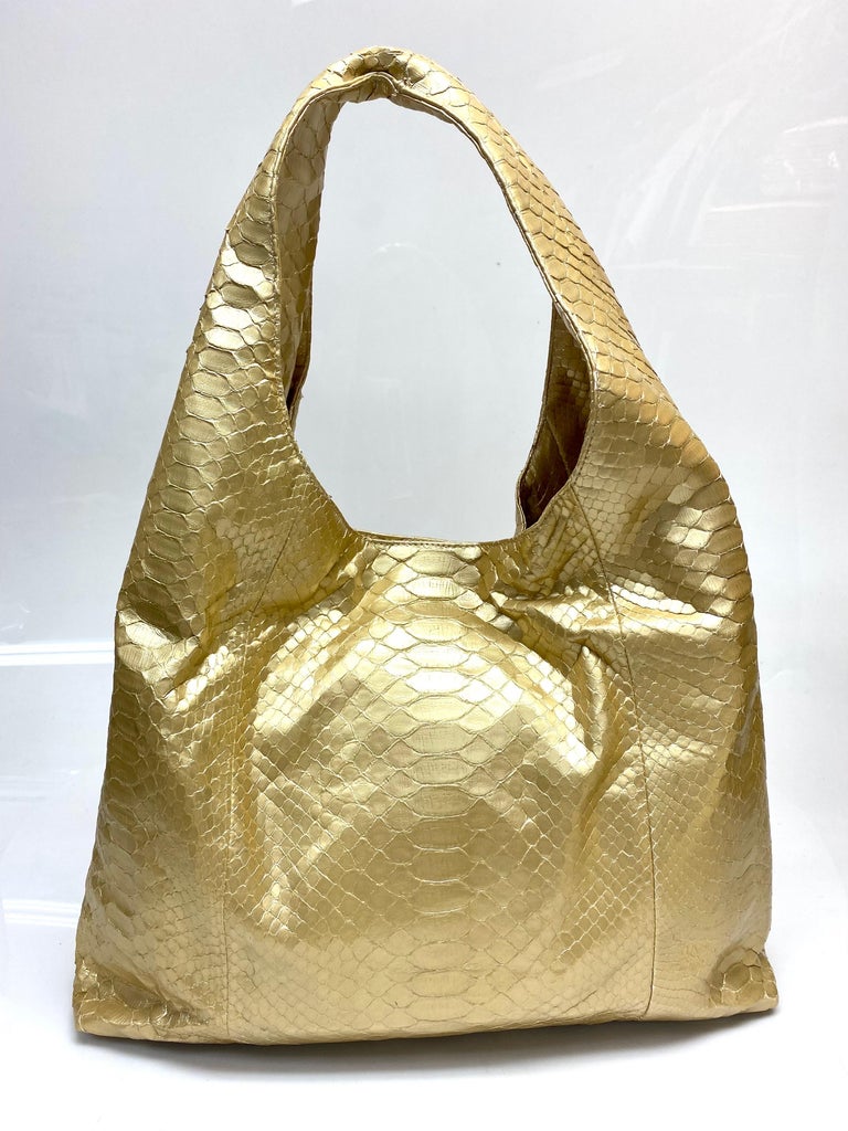 Hunting Season Large Gold Metallic Python Handbag For Sale at 1stDibs