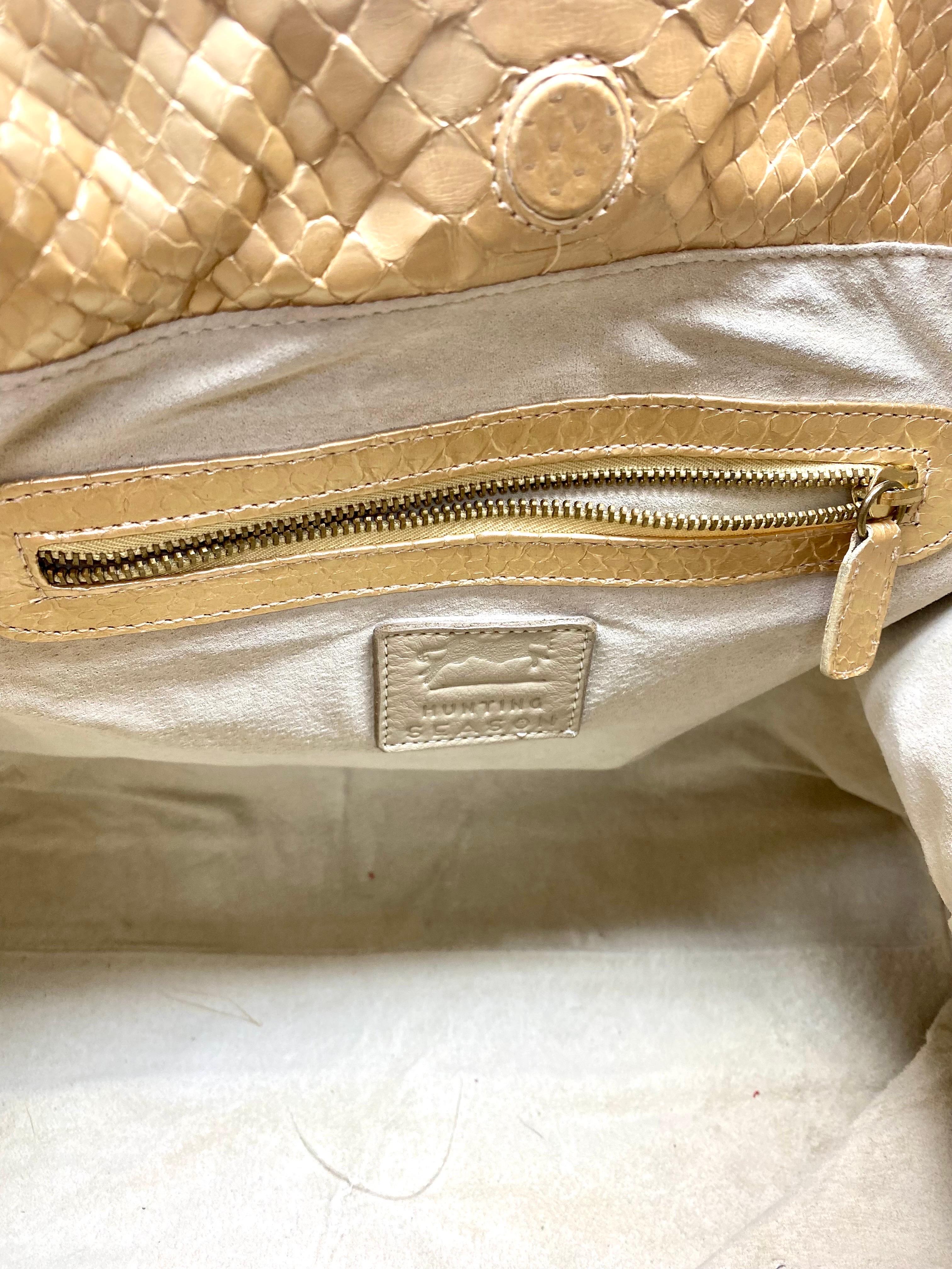 Hunting Season Large Gold Metallic Python Handbag For Sale 1
