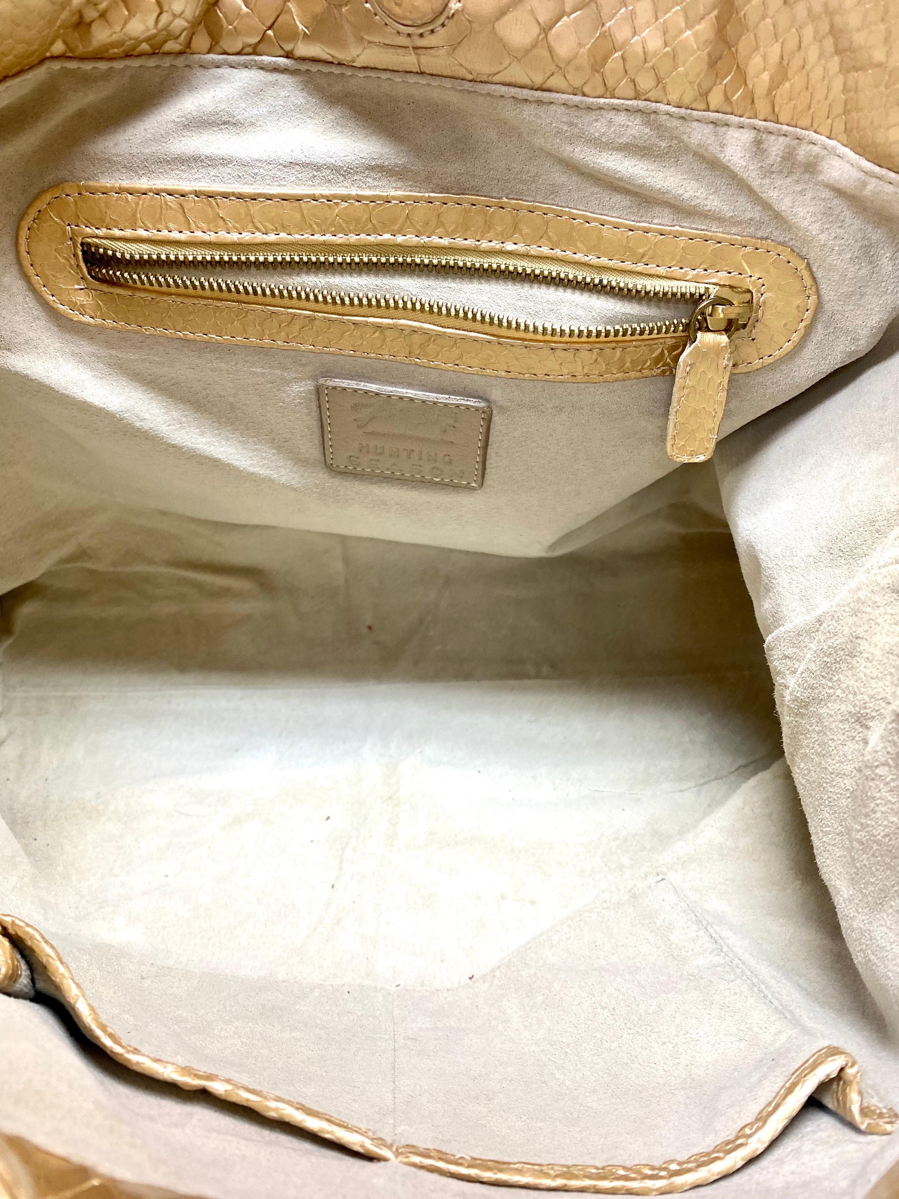 Hunting Season Large Gold Metallic Python Handbag For Sale 2
