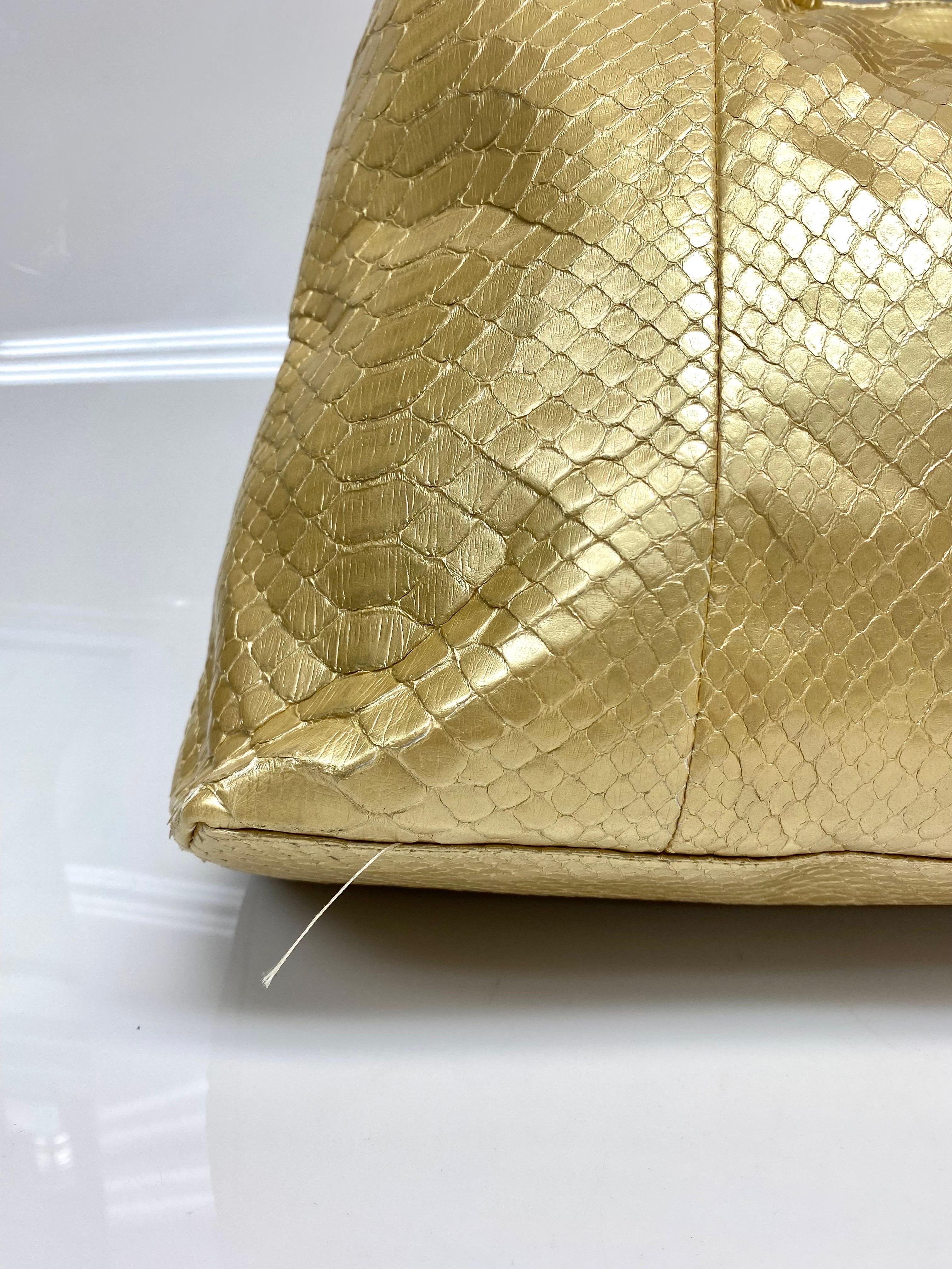 Hunting Season Large Gold Metallic Python Handbag For Sale 3