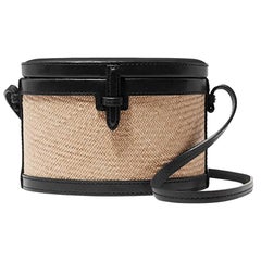 Hunting Season Trunk Mini Raffia And Leather Shoulder Bag