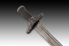 Hunting sword. Steel, horn. French school, 19th century.