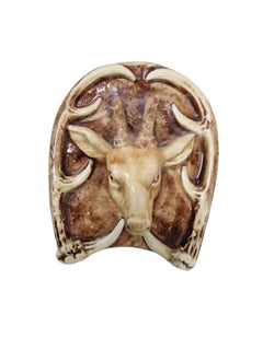 Hunting tobacco box, lidded box, modeled deer, ceramic, Austria