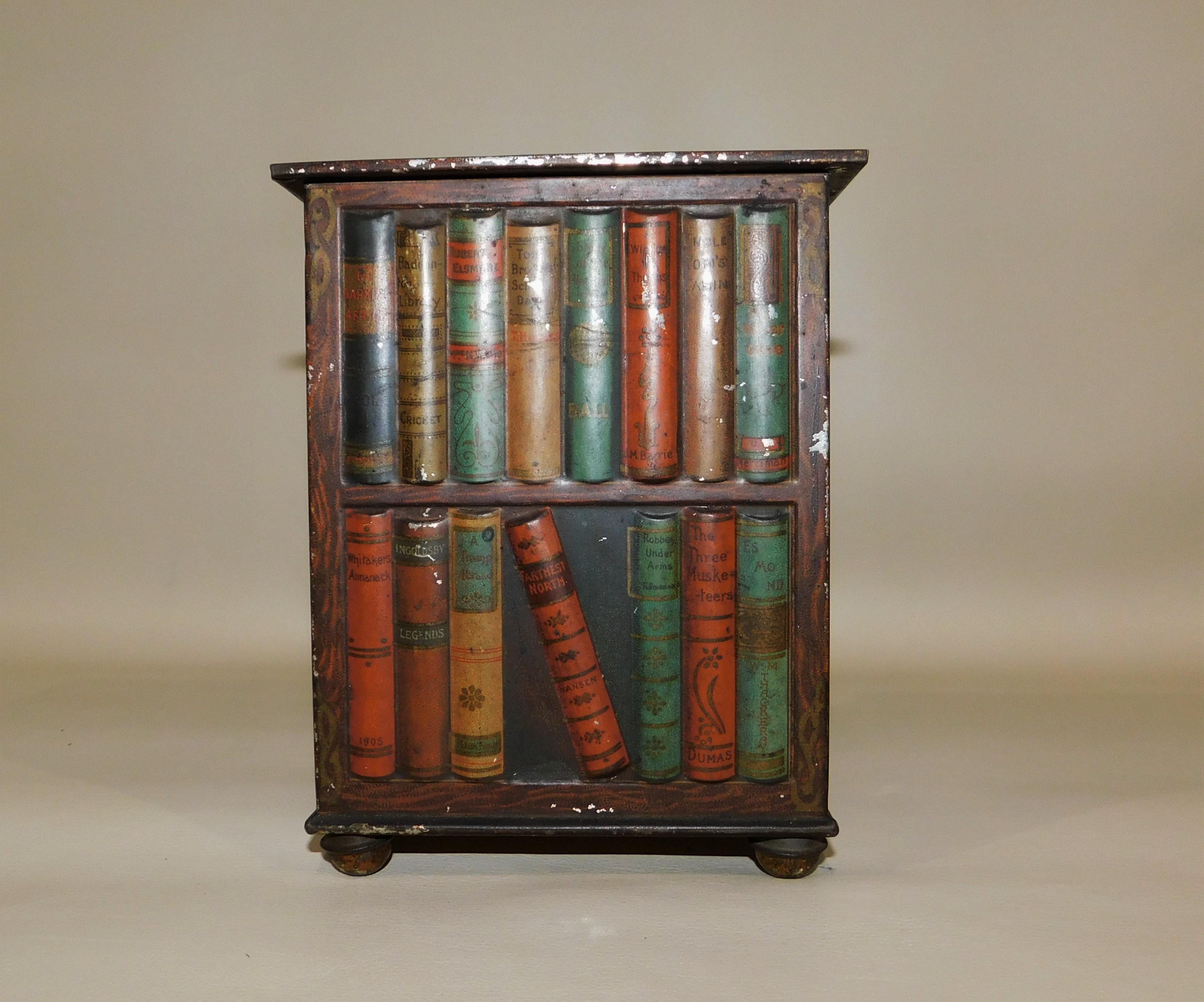 Huntley and Palmers Bookcase Hand-Painted Tin Biscuit Box 1