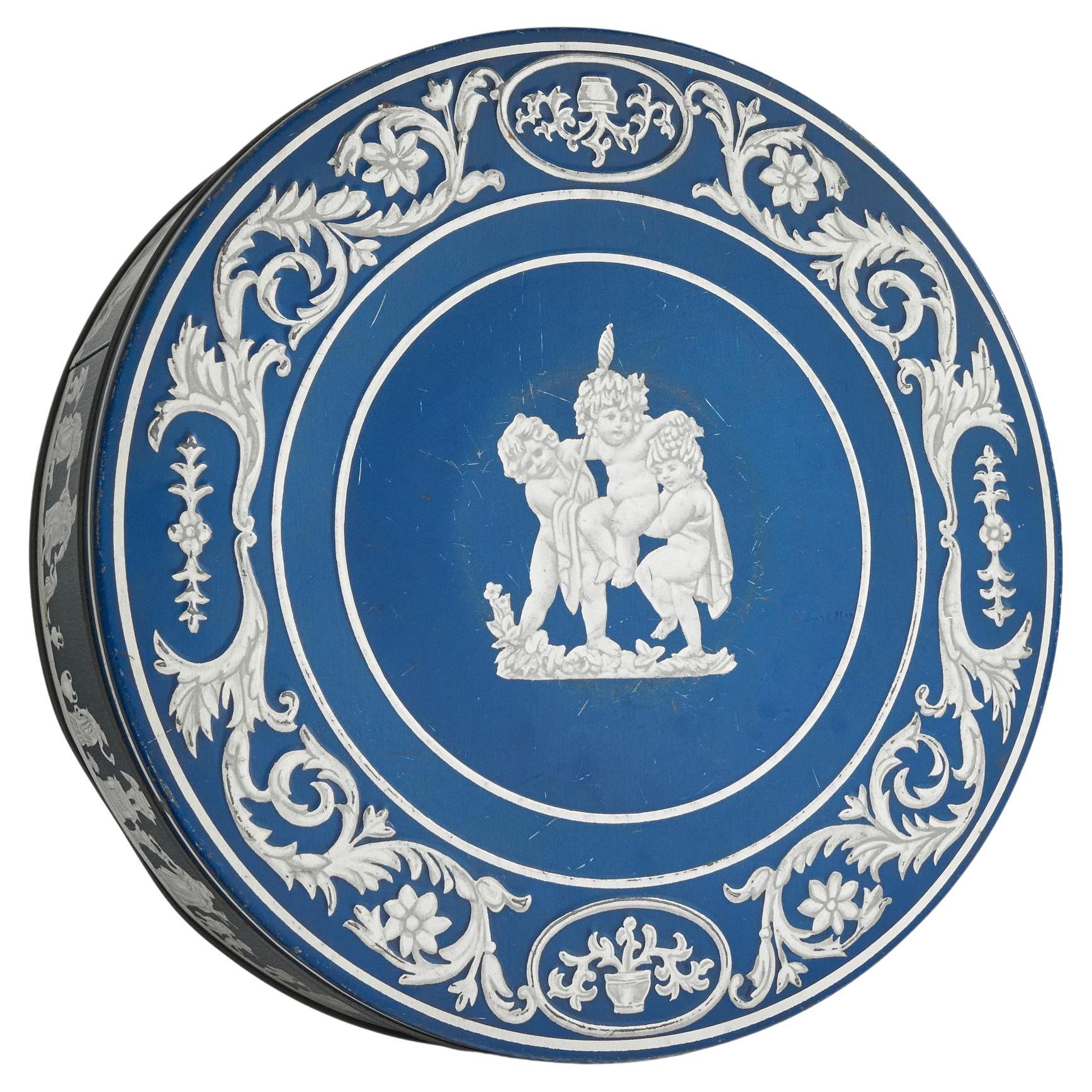 Lata de galletas "Wedgwood Jasperware" de mediados de siglo Huntley Boorne & Stevens Años 50