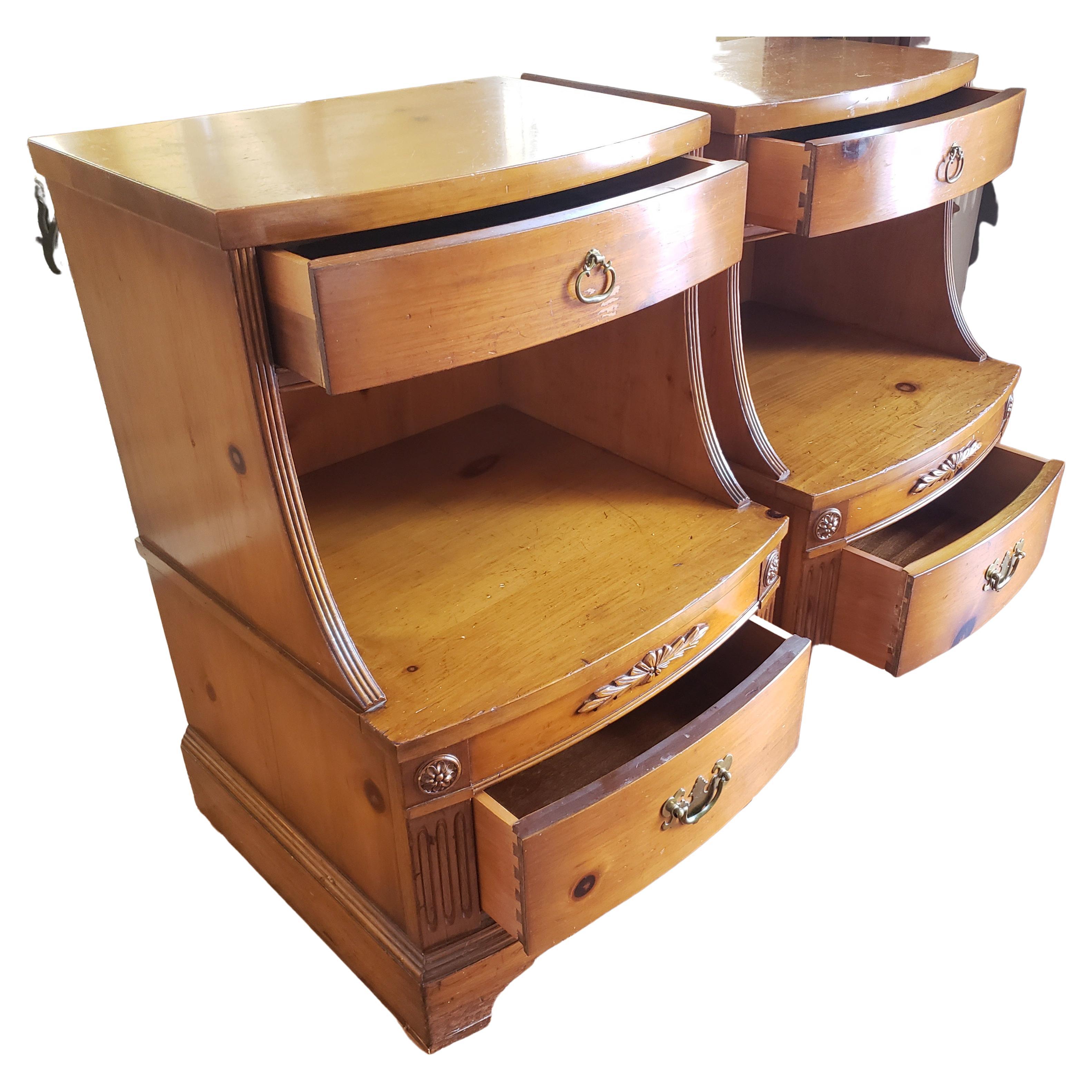 Mid-Century Modern Huntley Furniture 2 drawer Solid Pine Nightstands, Circa 1940s