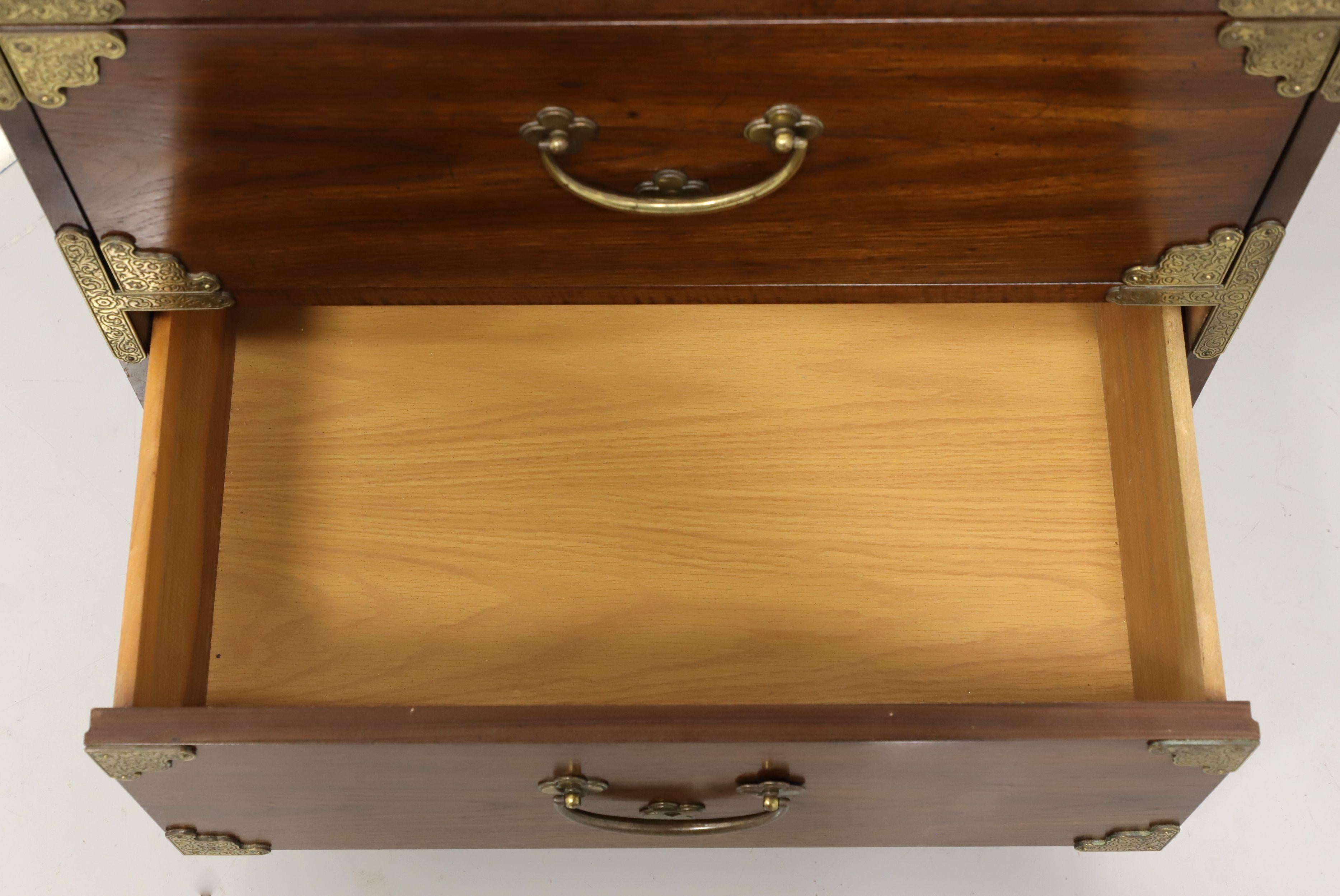 20th Century HUNTLEY THOMASVILLE Japanese Tansu Campaign Style Bedside Chest / Nightstand