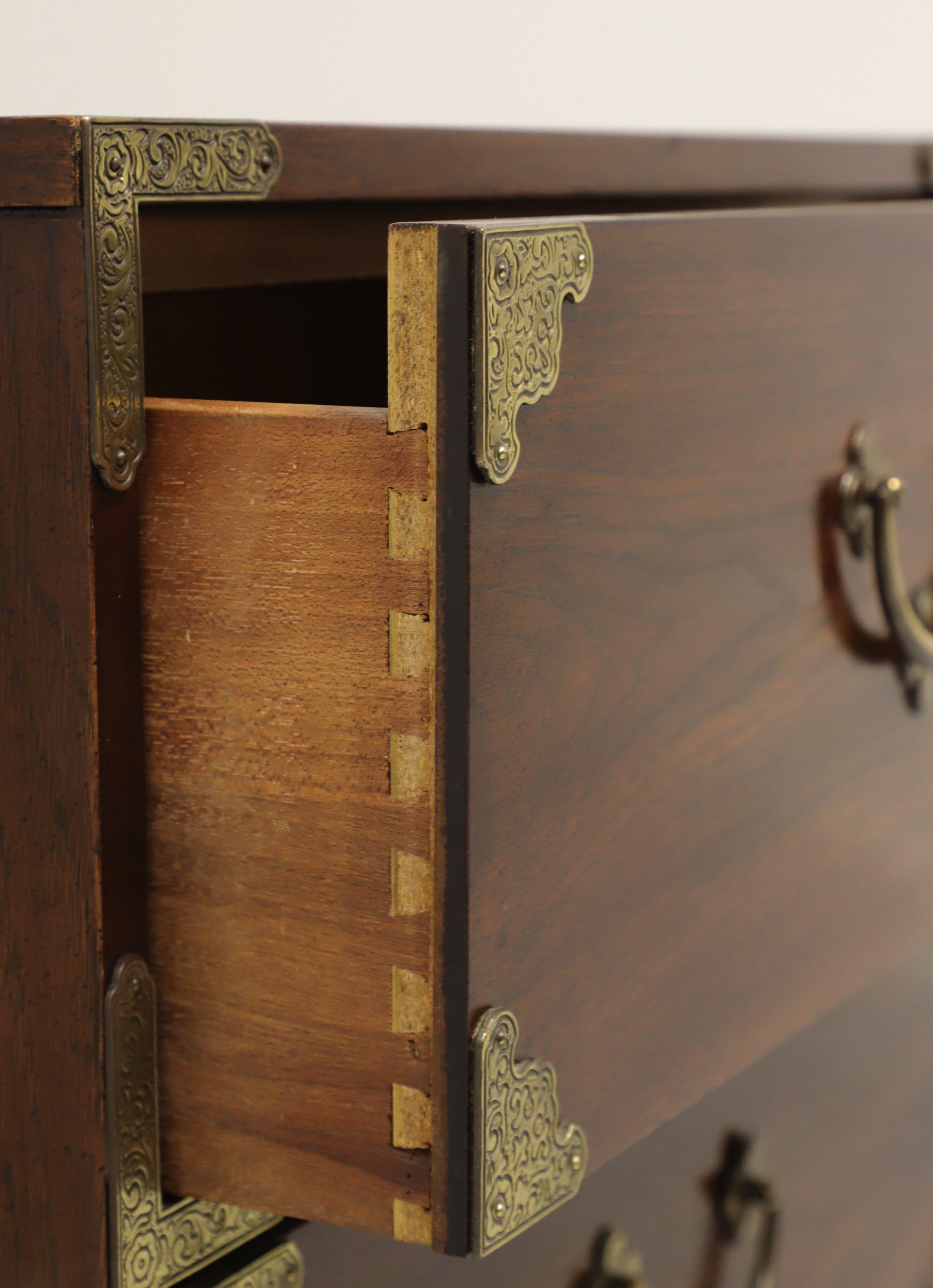 Brass HUNTLEY THOMASVILLE Japanese Tansu Campaign Style Bedside Chest / Nightstand