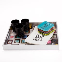 Plateau en laque et feuille d'argent de Hunt's Studio