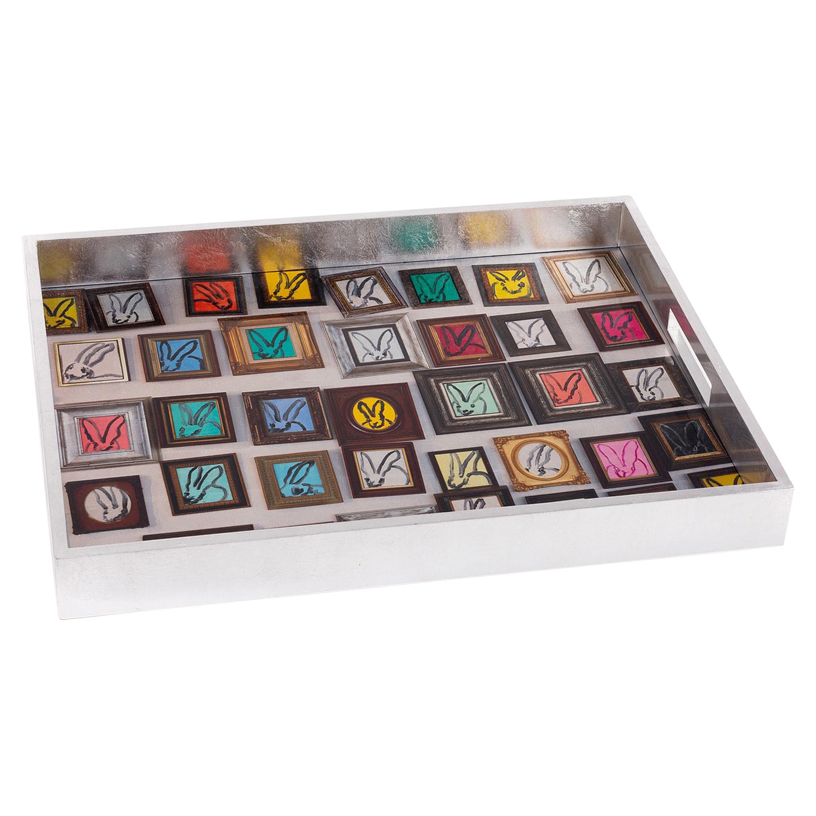 Plateau en laque et feuille d'argent de Hunt's Studio en vente