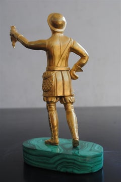 "Huntsman & Partridge" 19th Century Russian Bronze Malachite Base