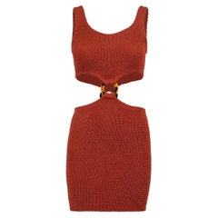 Hunza G Damen-Minikleid mit braunem Ausschnitt