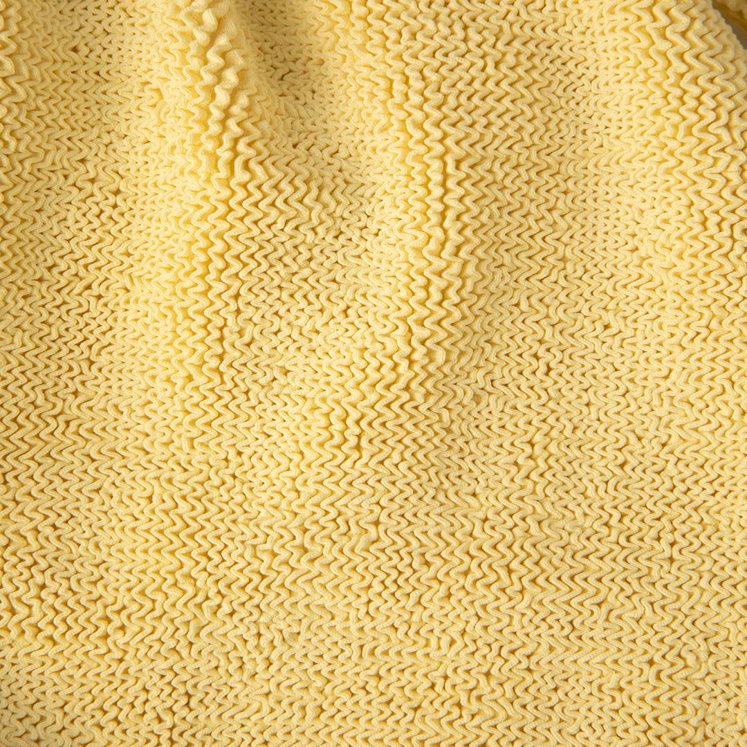 Hunza G Gelbes Knitter-Bodycon-Minikleid Größe L (Beige) im Angebot